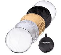 Lens-Aid Riflettore Fotografico 5-in-1 Ø60cm - Bianco, Nero, Argento, Oro & Diffusore - Pieghevole con Custodia per Studio & Outdoor, Ideale per Ritratto, Food e Prodotto