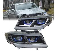 Lens Cover 2PCS Auto Fari A Led Per BMW Per E90 Serie 3 2005-2012 Gruppo Faro A LED Aggiornamento Lampada Segnale Dinamico Paralume Adatto(Halogen,09-12)