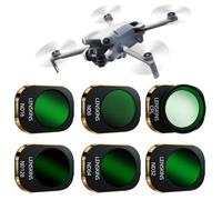 LENSKINS Set di filtri ND e CPL per DJI Mini 4 Pro, confezione da 6 filtri polarizzatori CPL/ND8/ND16/ND32/ND64 ND128 a densità neutra, vetro ottico HD multistrato con telaio in alluminio