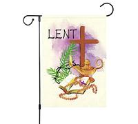 Lent Purple Cross Holy Week Christianty Religion Bandiere Verticale Resistente Alle Intemperie Flag Colore Vivido Bandiera Da Giardino Per Prato Balcone Feste 30X45Cm