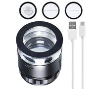 Lente d’ingrandimento per Gioiellieri 10x, Lente Portatile con 6 Luci LED e Scala in Vetro a 3 Misure, Lente Ricaricabile con Campo Visivo di 25 mm, per Gioielli, Gemme, Monete, Strumento per hobby