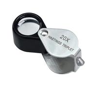 Lente di ingrandimento 20x per gioielli, strumento di riparazione per orologi, in acciaio inox, tripletta di vetro ottico, lente d'ingrandimento pieghevole, diamanti ispezione monete