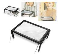 Lente di Ingrandimento per Desktop Illuminata Ultraluminosa, lente ingrandimento computer, Pieghevole Ultrathin A4 Full Page Lente di Ingrandimento con Lente 3X Magnifier 4 LED per Lettura