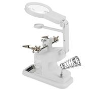 Lente di ingrandimento scrivania con luce LED, multifunzione 3X/4,5X/25X, con morsetto, supporto per saldatore e morsetti a coccodrillo (bianco)
