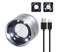 Lente d'ingrandimento 10X con luce LED, lente di ingrandimento da gioielliere ricaricabile USB-C, messa a fuoco regolabile con scala e custodia per gioielli, valutazione, riparazione orologi, lettura