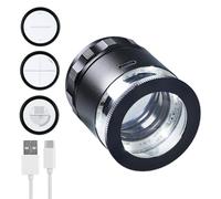 Lente d'ingrandimento 10X per gioiellieri, con 6 luci a LED e 3 lenti in vetro, lente d'ingrandimento per gioielli, campo visivo da 25 mm, anello luminoso per gemme, monete, francobolli, orologi