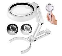 Lente d'ingrandimento 11x 5x con luce e supporto, lente portatile pieghevole da scrivania dimmerabile for lavori ravvicinati, anziani maculari, lettura(Orange)