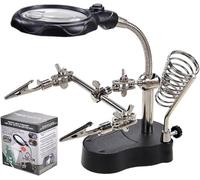 Lente d'ingrandimento 3,5x che aiuta a saldare le mani, stazione di saldatura con luce LED, clip a coccodrillo regolabili doppie; per saldare, fabbricare e ispezionare microoggetti
