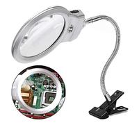 Lente D'ingrandimento a Morsetto, Lampada da Lettura a Morsetto Regolabile a 2 LED con Base a Clip, Lente D'ingrandimento Flessibile a Doppia Lente 2X e 6X con Luce. per Monete, Francobolli, Gioielli