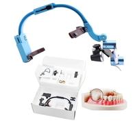 Lente D'Ingrandimento Binoculare Dentale 2,5X 3,5X Con Luce Frontale A Led Da 5W, Lente D'Ingrandimento Per Chirurgia Dentale Montata Su Fascia, Attrezzatura Da Laboratorio Dentale,Blue-3.5X