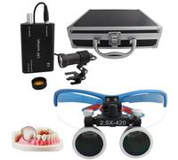 Lente D'ingrandimento Binoculare Dentale, 2,5X/3,5X Montabile Sulla Testa, Con Lampada Frontale A Led Da 5W, Lente D'ingrandimento Di Precisione Da Laboratorio, Distanza Di Lavoro 320-420 Mm Blue-2.5X