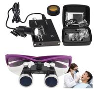 Lente D'ingrandimento Binoculare Dentale Con Lampada Frontale A Led Da 5w, Ingrandimento 2,5x/3,5x, Distanza Di Lavoro Regolabile Da 320 A 420mm, Per Igienisti Dentali E Laboratori Purple-3.5X