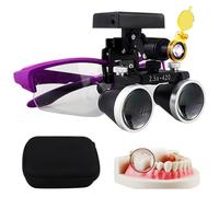Lente D'ingrandimento Binoculare Dentale, Ingrandimento Da Laboratorio 2,5x/3,5x, Con Lampada Frontale A Led Stereo Da 5w, Distanza Di Lavoro 320-420mm, 4 Livelli Di Luminosità Regolabile Purple-2.5X