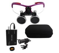 Lente d'ingrandimento binoculare, lente d'ingrandimento portatile, lenti d'ingrandimento dentali con luce frontale a LED, distanza di lavoro: 440 mm-540 mm(Purple2)