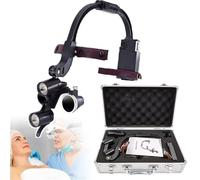 Lente d'Ingrandimento binoculare montata sulla Testa, Lente d'Ingrandimento Orale Dentale con Lente 1,5X + 2 batterie + Scatola, Angolo Regolabile, Faro LED Dentale(3.5X)