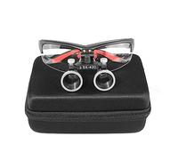 Lente d'ingrandimento binoculare regolabile con angolo di 3,5 x 420 mm, lenti di ingrandimento da laboratorio con custodia in tessuto nero (nero)