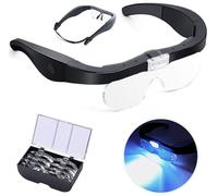 Lente d'ingrandimento con 2 luci a LED, ricaricabile tramite USB, lente di ingrandimento a LED, per hobby, lettura, artigianato, lavori ravvicinati, 4 lenti staccabili con ingrandimento 1,5x, 2,5x,