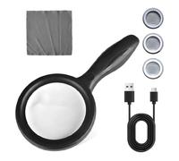 Lente d'ingrandimento con Luce, 2X 13X Lente Ingrandimento Ricaricabile con 33 LED, Lente d'Ingrandimento Illuminata per Lettura Ispezione Gioiellieri Anziani Bambini (Nero)