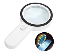 Lente d'ingrandimento con Luce, 30X Lente Ingrandimento Professionali con 12 LED per Lettura, Ispezione, Esplorazione, Anziani, Gioiellieri, Bambini (Pulsante d'argento)