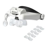 Lente d'ingrandimento con luce e 6 lenti intercambiabili, con 3 luci LED per portatori di occhiali, 1,0 x 3,5 x 3,5 x occhiali di ingrandimento, per Diamond Painting, modellismo, gioielleria, lettura