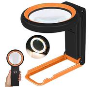 Lente d'ingrandimento con Luce e supporto, 18LED Lente Ingrandimento Professionali per Lettura, Ispezione, Esplorazione, Anziani, Gioiellieri, Bambini