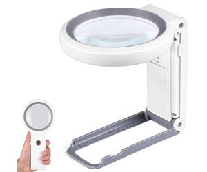 Lente d'ingrandimento con Luce e supporto, 18LED Lente Ingrandimento Professionali per Lettura, Ispezione, Esplorazione, Anziani, Gioiellieri, Bambini