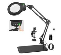 Lente d'ingrandimento con luce e supporto, lampada d'ingrandimento da tavolo 2 in 1, lente d'ingrandimento illuminata con regolatore10X, lente d'ingrandimento da tavolo dimmerabile