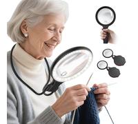 Lente d'ingrandimento da collo con luce per lavori ravvicinati, 138mm lente d'ingrandimento portatile illuminata 5X per leggere libri, include 2PCS lenti di ingrandimento piccole 10X migliorate con