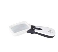 Lente d'ingrandimento da lettura con luce LED, Made in Germany, funzionamento a batteria, ingrandimento 3,5X (10D), asfera, lente 75 x 50 mm, per destrorsi, ad alto contrasto, 2 livelli di luminosità