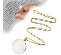 Lente d'ingrandimento del pendente, lente d'ingrandimento della collana, lente d'ingrandimento del monocolo con la collana del pendente, monocolo con la catena della lente d'ingrandimento, oro