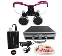 Lente D'Ingrandimento Dentale 2,5X/3,5X, Lenti D'Ingrandimento Binoculari Dentali Con Luce Led Da 5 W, Lenti D'Ingrandimento Da Testa, Per Odontoiatria, Chirurgia, Gioielleria O Hobby,Purple-2.5X