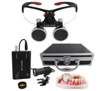 Lente D'Ingrandimento Dentale 2,5X/3,5X, Lenti D'Ingrandimento Binoculari Dentali Con Luce Led Da 5 W, Lenti D'Ingrandimento Da Testa, Per Odontoiatria, Chirurgia, Gioielleria O Hobby,Black-2.5X