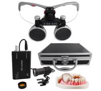 Lente D'Ingrandimento Dentale 2,5X/3,5X, Lenti D'Ingrandimento Binoculari Dentali Con Luce Led Da 5 W, Lenti D'Ingrandimento Da Testa, Per Odontoiatria, Chirurgia, Gioielleria O Hobby,Silver-2.5X
