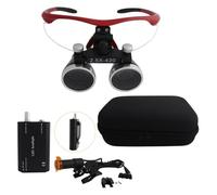 Lente d'ingrandimento dentale con luce frontale a LED, binoculare - Distanza di lavoro: 320 mm-420 mm, lente d'ingrandimento portatile, lenti d'ingrandimento, campo visivo: 60 mm(Red1)