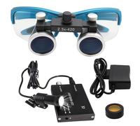 Lente d'Ingrandimento Dentale da Testa, con Lente d'Ingrandimento 2,5X/3,5X + Lampada Frontale A LED da 5w + Filtro, Distanza Pupillare Regolabile, per Odontoiatria, Gioielleria, Hobby,Blue-3.5X