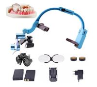 Lente D'Ingrandimento Dentale, Lenti D'Ingrandimento Binoculari Chirurgiche Dentali, Lampada Frontale Senza Fili Da 5 W, Lampada Frontale Dentale, Distanza Di Lavoro: 320 Mm-420 Mm,Blue-2.5X