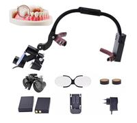 Lente D'Ingrandimento Dentale, Lenti D'Ingrandimento Binoculari Chirurgiche Dentali, Lampada Frontale Senza Fili Da 5 W, Lampada Frontale Dentale, Distanza Di Lavoro: 320 Mm-420 Mm,Black-2.5X