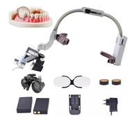 Lente D'Ingrandimento Dentale, Lenti D'Ingrandimento Binoculari Chirurgiche Dentali, Lampada Frontale Senza Fili Da 5 W, Lampada Frontale Dentale, Distanza Di Lavoro: 320 Mm-420 Mm,Silver-3.5X