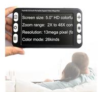 Lente d'ingrandimento digitale portatile da 5 pollici: lente d'ingrandimento video elettronica con zoom 2X-48X, 26 modalità colore, ricaricabile, fermo immagine, memoria su scheda TF