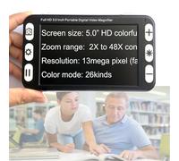 Lente d'ingrandimento digitale portatile, lente d'ingrandimento video elettronica HD da 5 pollici for ausilio alla lettura elettronico 2X - 48X con doppia lente vicino e lontano da 13 MP