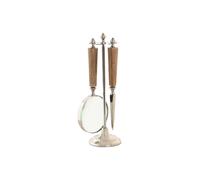 Lente d'ingrandimento Home ESPRIT Cristallo Acciaio Acacia 8 x 8 x 30 cm