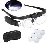 Lente d'ingrandimento illuminante LED 2 luci, lente d'ingrandimento cerchietto per lettura precisione lavoro orologio malvedente mano libera, USB ricaricabile lente d'ingrandimento frontale