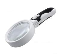 Lente d'ingrandimento illuminata 20x con lente da 90 mm e due lampadine a LED per la visualizzazione dettagliata di piccoli testi monete mappe bianco comodo manico in gomma morbida design