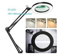 Lente d'ingrandimento illuminata 72LED 8X/10X NUOVA USB a 3 colori LED for la cura della pelle, bellezza, lampada da tavolo, riparazione del saldatore(Orange)
