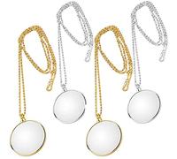Lente d'Ingrandimento Pendente con Catena - Set 4 Pezzi per Libri, Gioielli e Collana Alla Moda (2 Colori)