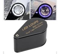Lente D'ingrandimento per Gioiellieri 40X con Luce LED e UV, Lente D'ingrandimento Pieghevole Tascabile Ricaricabile, Mini Lente D'ingrandimento in Metallo per Gioielliere,