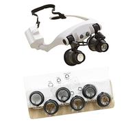 Lente d'ingrandimento per occhiali, 10 x 15 x 20 x 25 x con illuminazione a LED, doppia lente d'ingrandimento per gioielli, strumenti di riparazione per artigianato, fascia d'ingrandimento con luce a