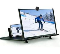 Lente d'ingrandimento per schermo del telefono, proiettore portatile 3D HD con supporto pieghevole, per guardare video su uno schermo più grande, supporta tutti gli smartphone (nero)