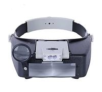 Lente d'ingrandimento per testa gioiellieri con luce LED illuminata casco ingrandimento 1,5 x 3 x 8,5 x 10 strumenti per riparazione orologi, lettura di precisione (Nero)