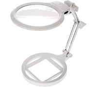 Lente d'Ingrandimento Pieghevole da Tavolo 2,5 X 5X, Lampada d'Ingrandimento Portatile Regolabile da Lettura, Lente d'Ingrandimento da Tavolo illuminata con 2 lampade per ispezione di Lettura